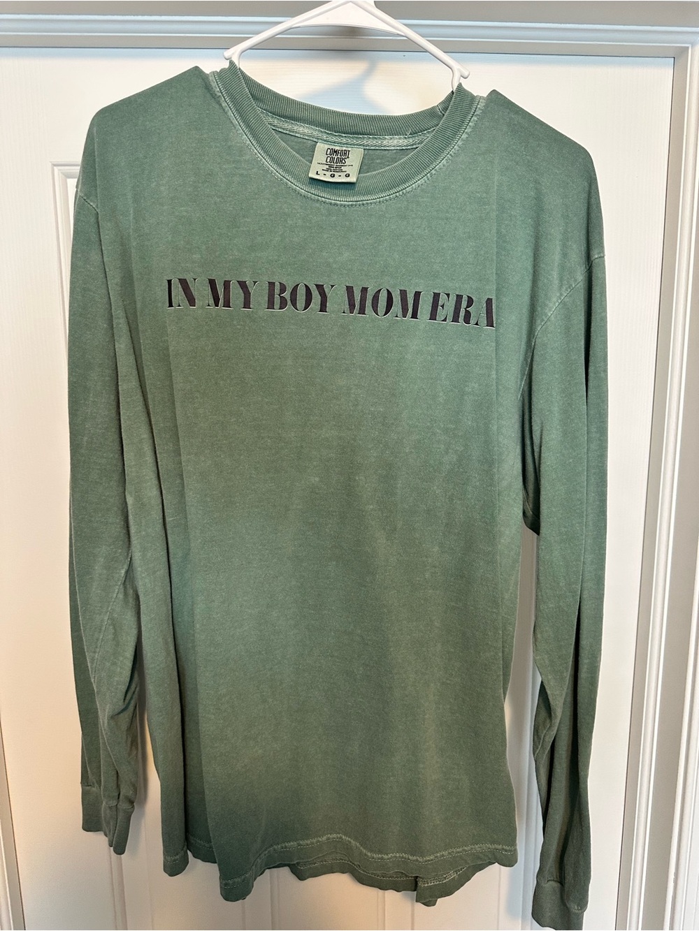 Comfort Colors women’s Long Sleeve Crewneck T-Shirt - Green - in my boy mom era